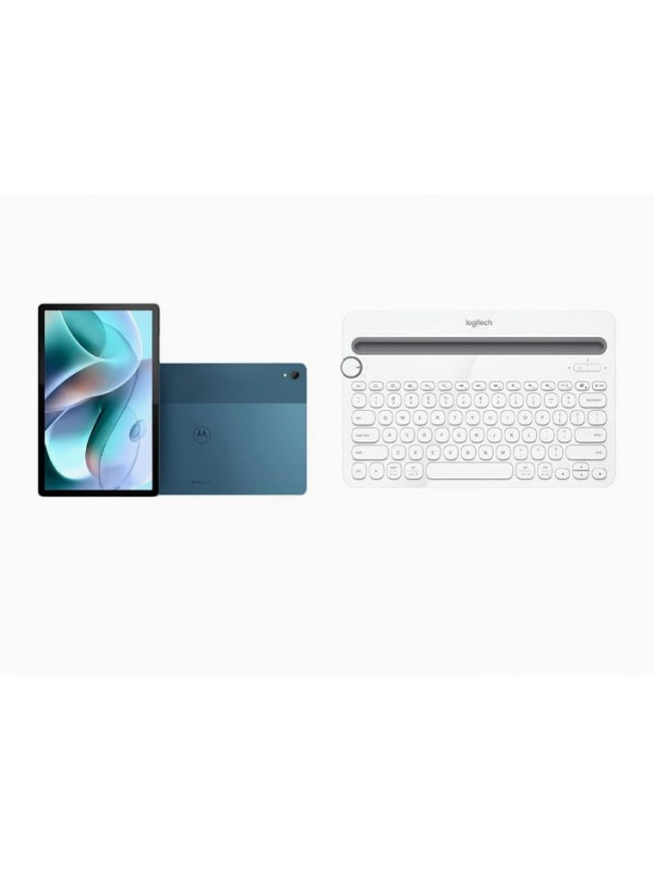 Motorola Tab G70 8Gb Ram 512Gb Bluetooth Storage with Logitech K480 Wireless Multi-Device Keyboard, 11 Inches - White